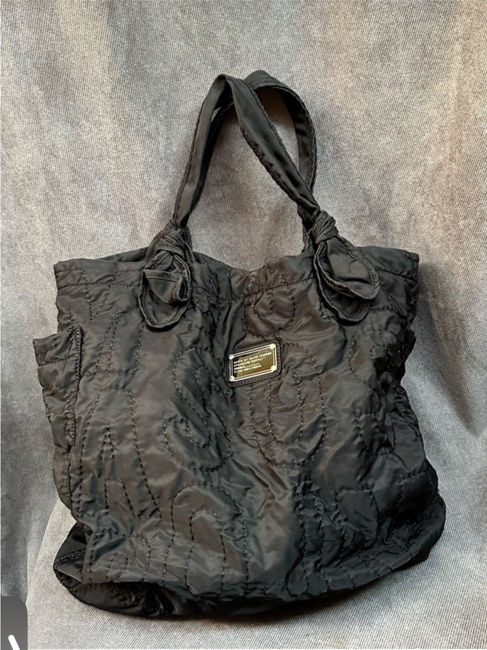 Marc Jacobs puffy Nylon Quilted Tote Bag Black standard supply workwear